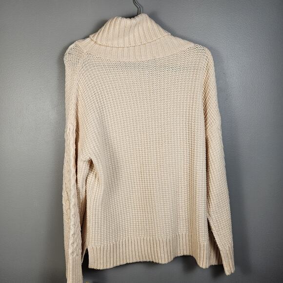 Ann Taylor Turtleneck Sweater cable Knit Wool Blend Size Large Pale Pink - Picture 2 of 6